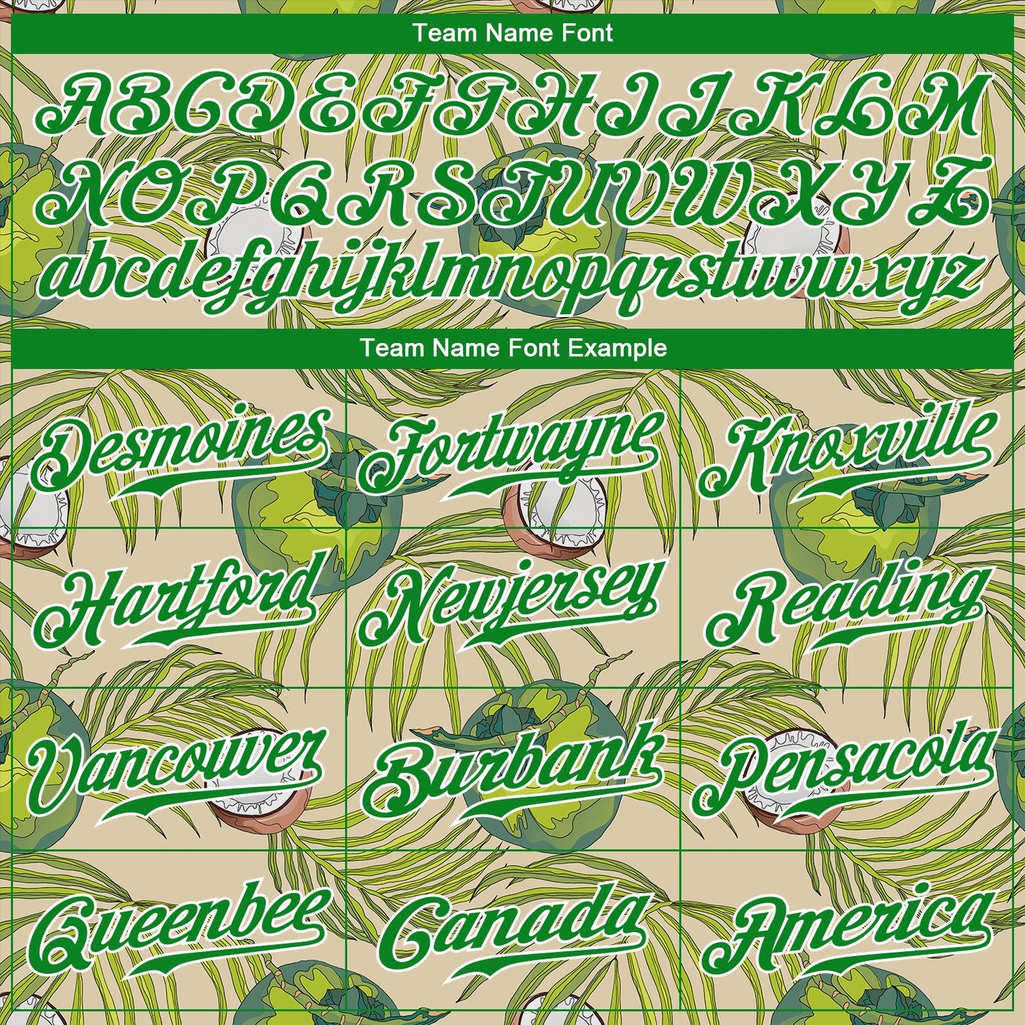 Custom Cream Grass Green-White 3D Pattern Design Coconuts And Leaves Authentic Baseball Jersey