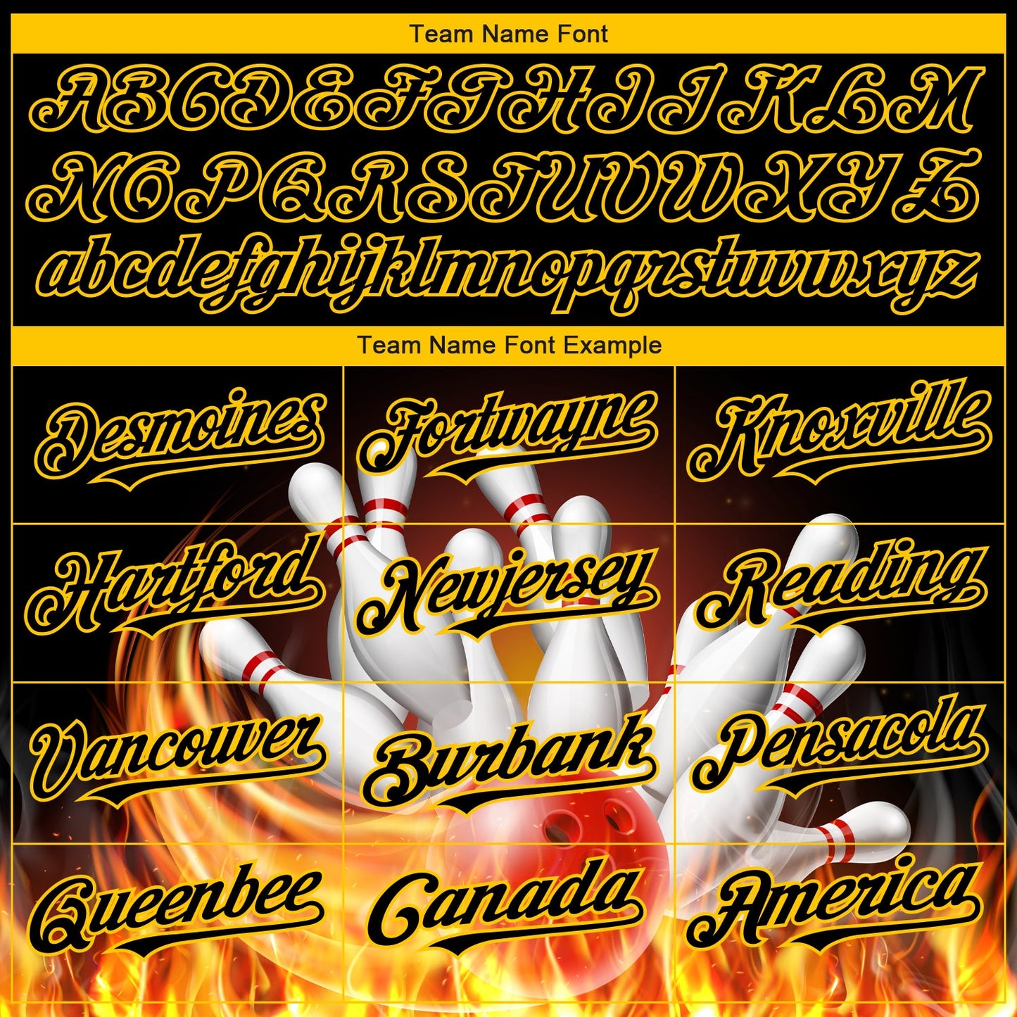 Custom Black Gold 3D Pattern Design Flame Bowling Authentic Baseball Jersey