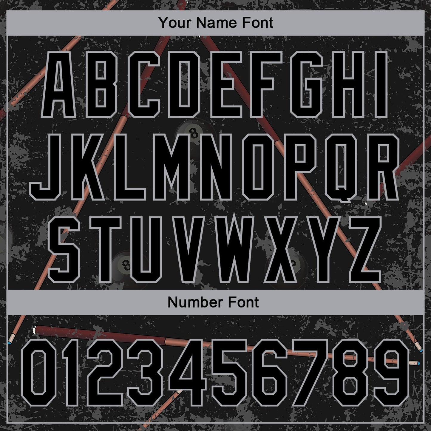 Custom Black Gray 3D Pattern Design Billiards Snooker 8 Ball Authentic Baseball Jersey