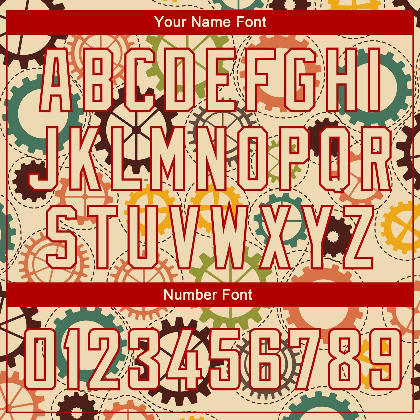 Custom Cream Red 3D Pattern Design Vintage Gears Authentic Basketball Jersey