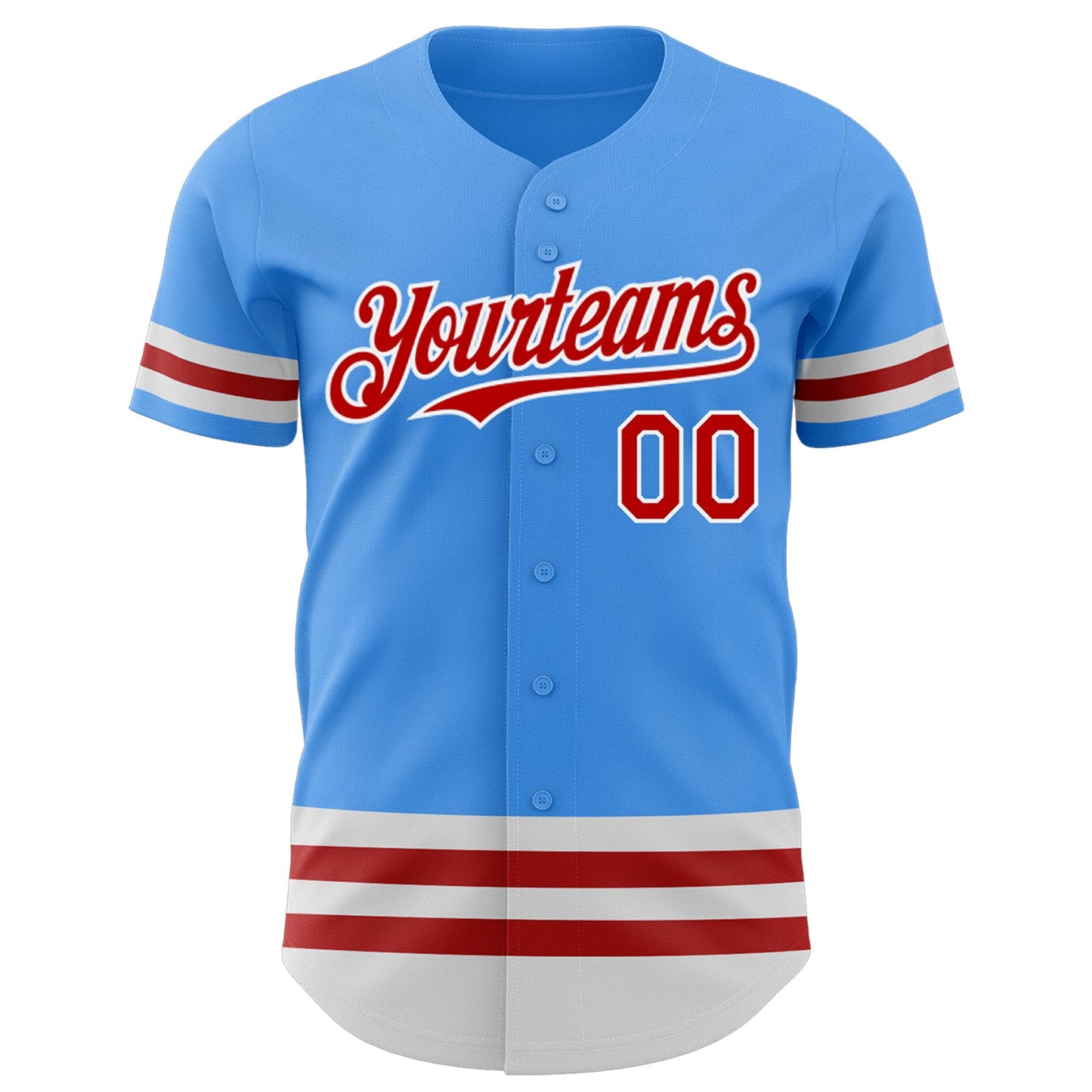 Custom Electric Blue Red-White Line Authentic Baseball Jersey