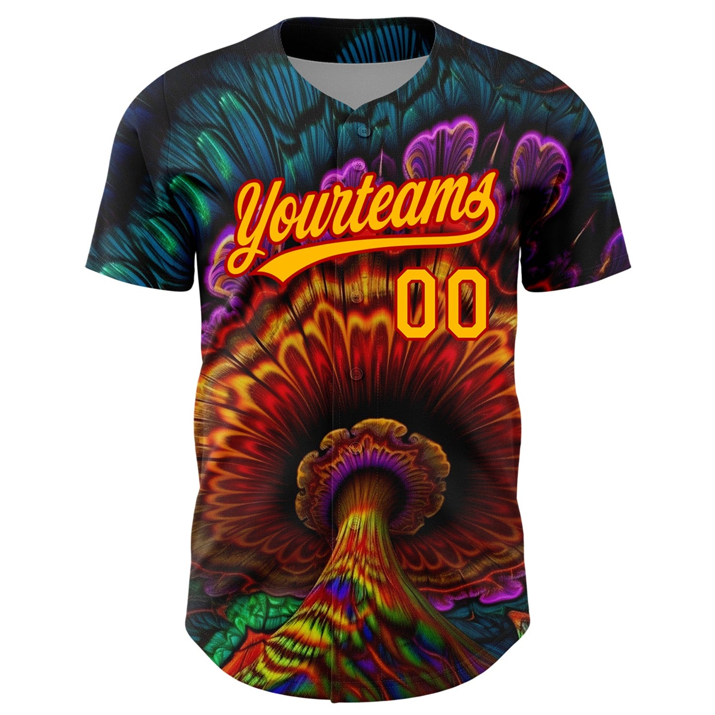Custom Black Gold-Red 3D Pattern Design Peacock With Feather Authentic Baseball Jersey
