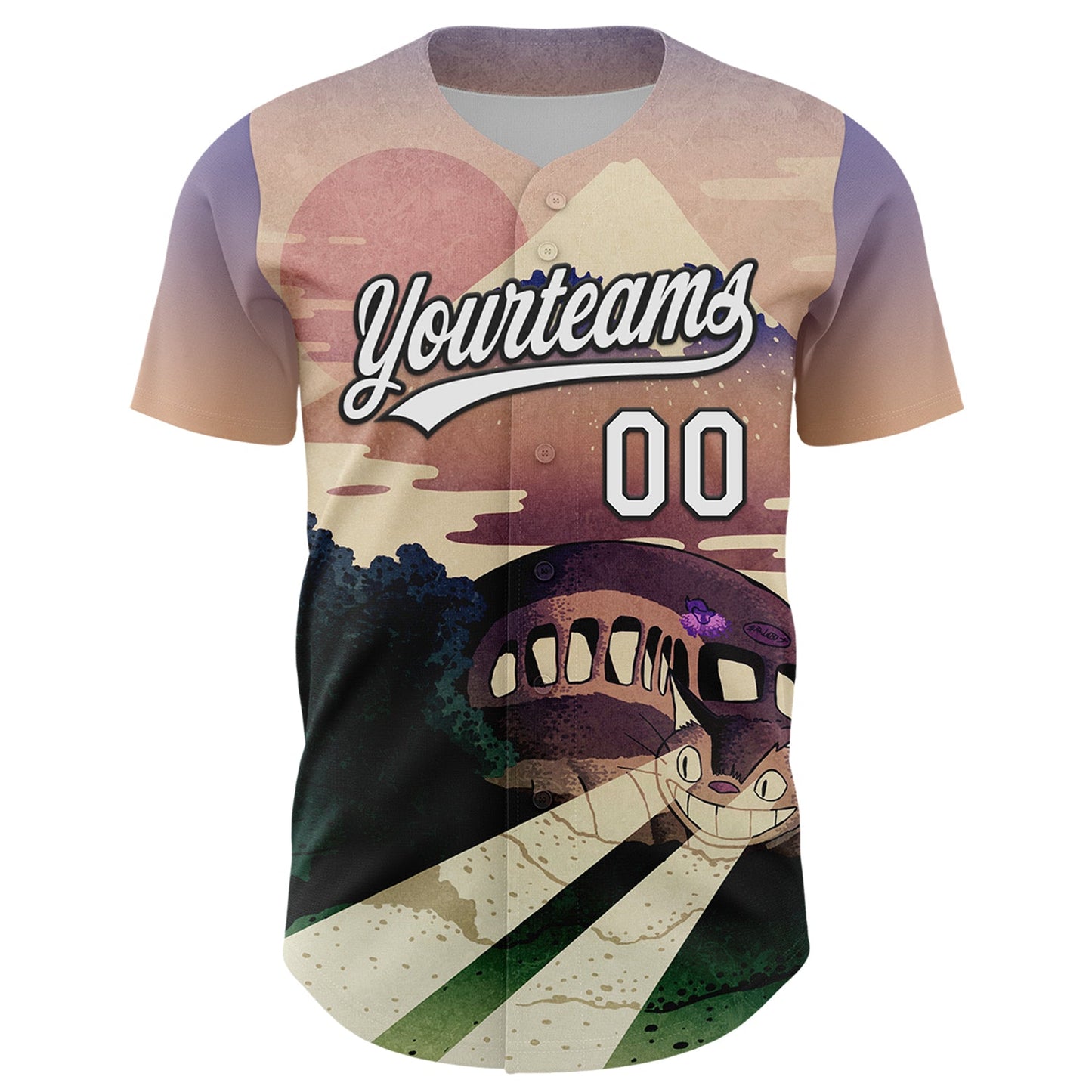 Custom City Cream White-Black 3D Syntetyc Catbus Fuji Authentic Baseball Jersey