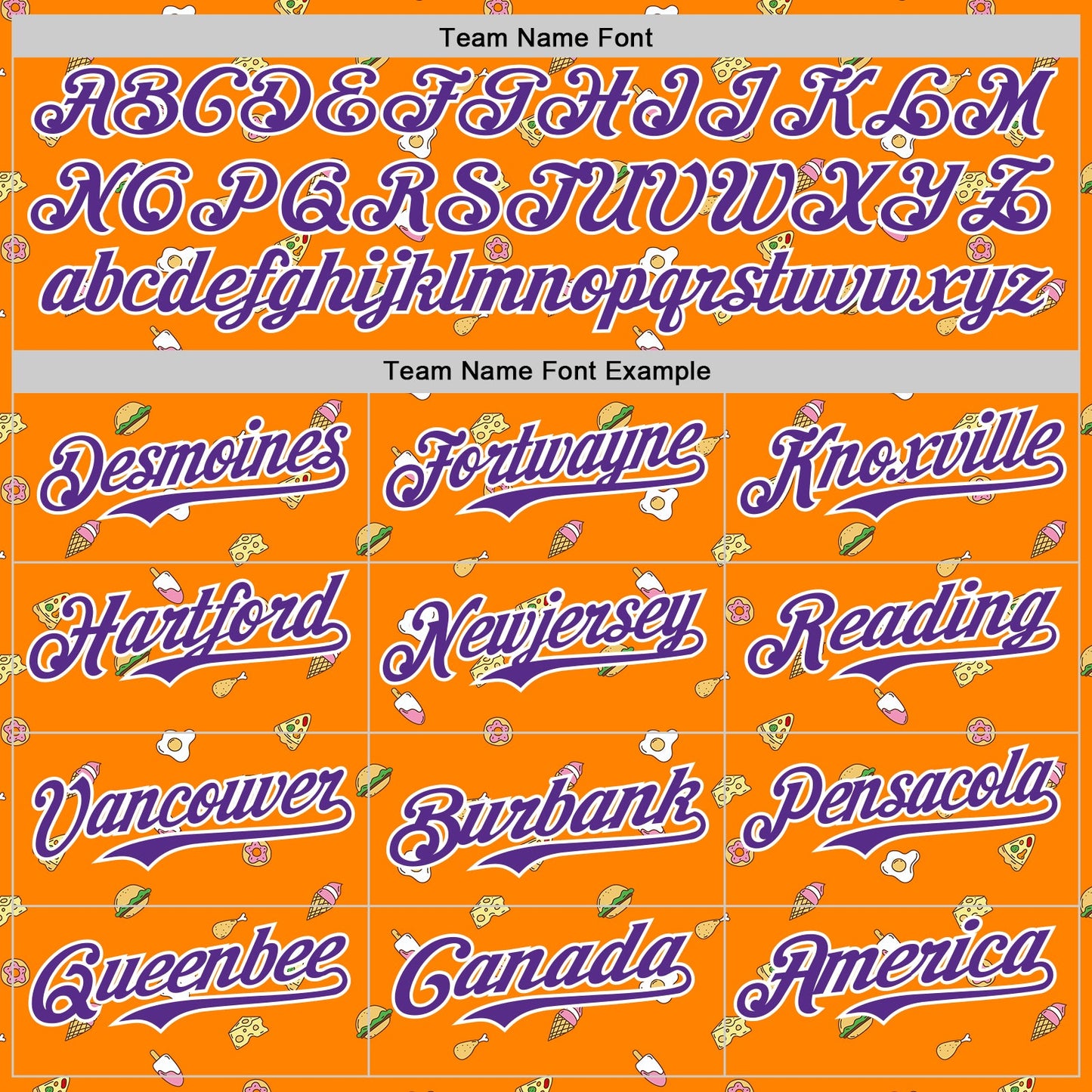 Custom Bay Orange Purple-White 3D Pattern Design Foodie Fast Food Cheese Pizza Dessert Ice Cream Authentic Baseball Jersey