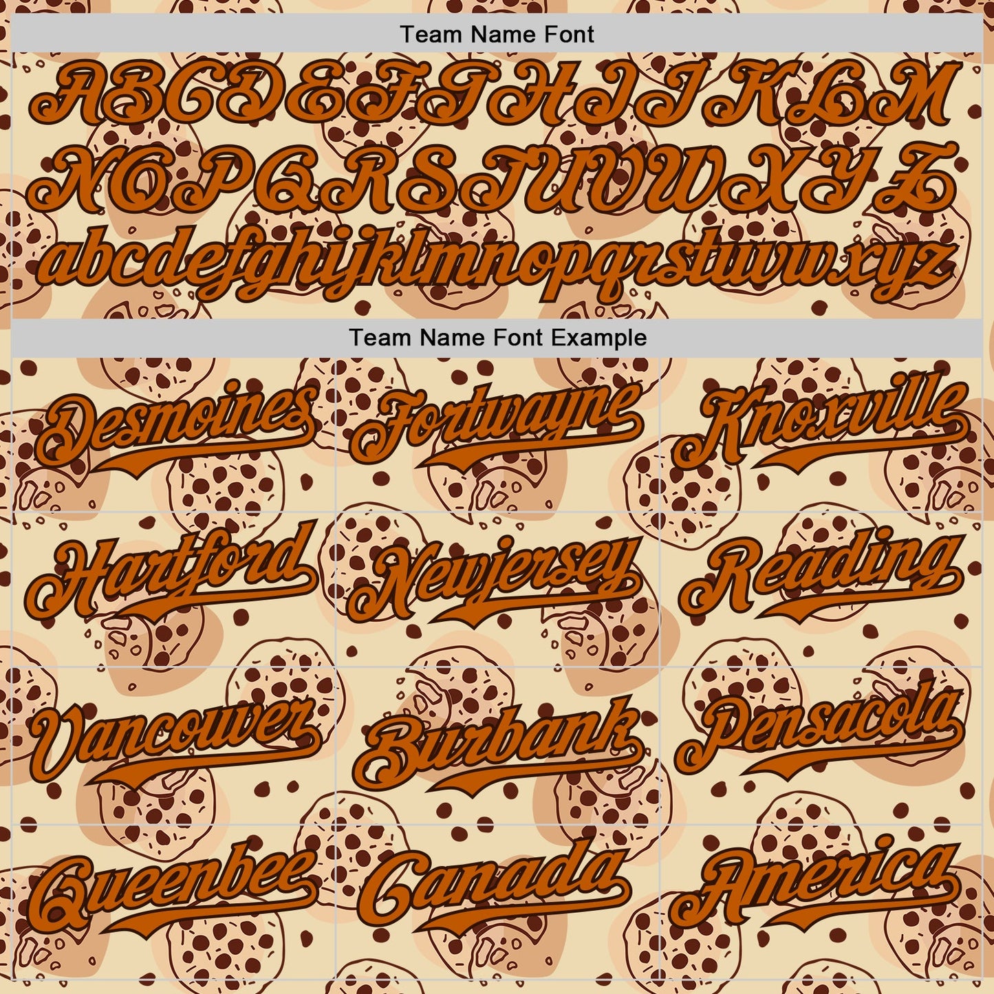 Custom Cream Texas Orange-Brown 3D Pattern Design Foodie Food Snack Chocolate Cookie Authentic Baseball Jersey