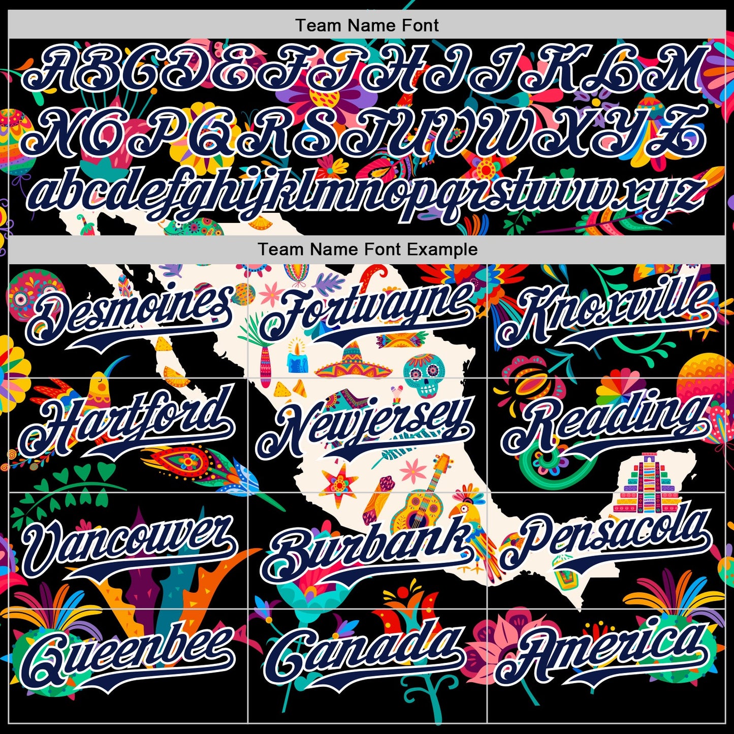 Custom Black Navy-White 3D Mexico Map With Tropical Plant And Animal Authentic Baseball Jersey