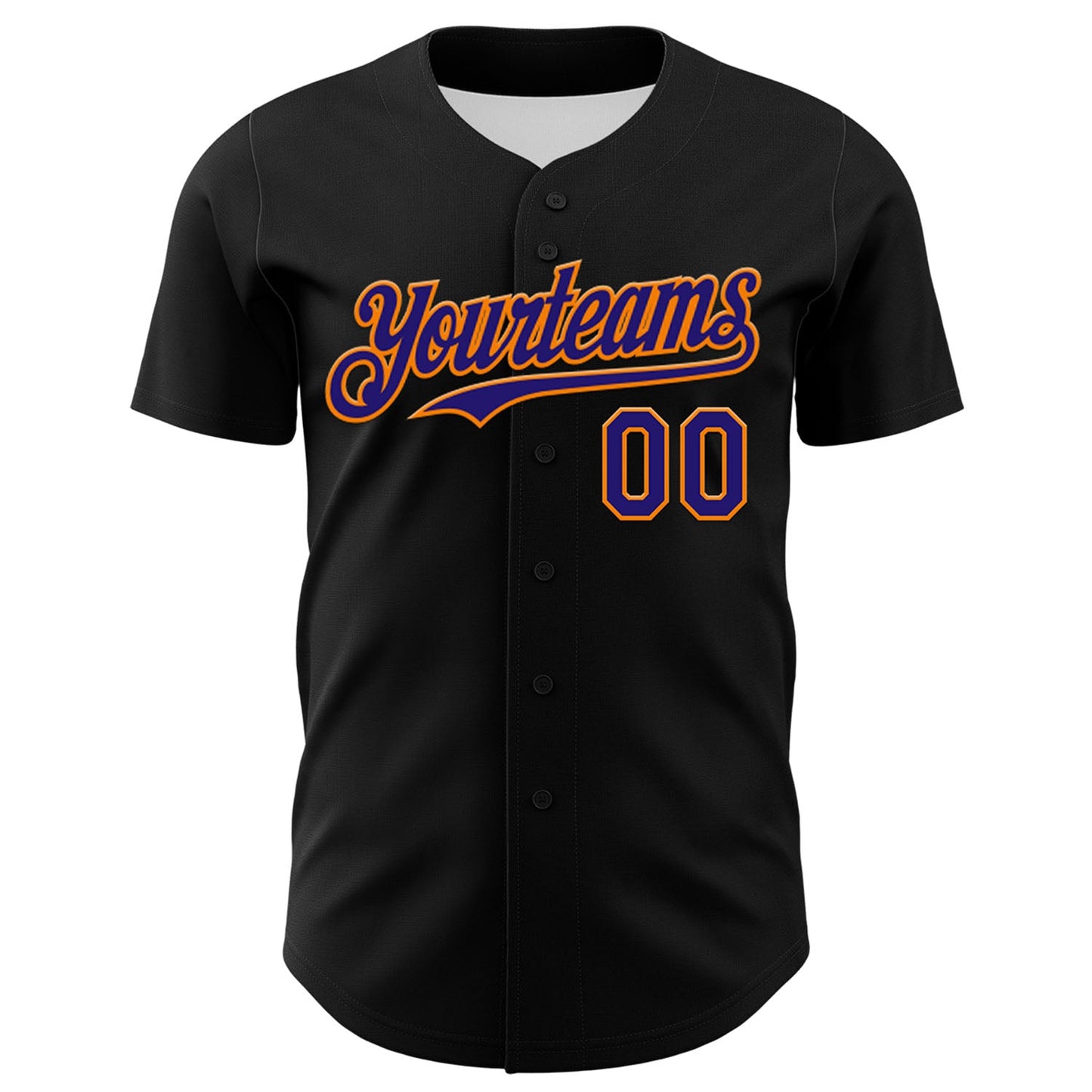 Custom Black Dark Purple-Bay Orange 3D Punk Rock Skull Authentic Baseball Jersey