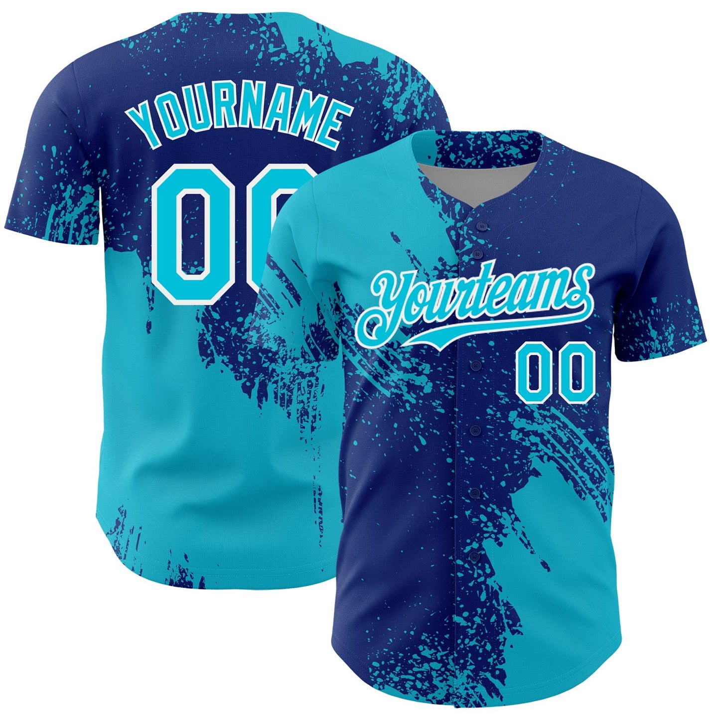 Custom Lakes Blue Royal-White 3D Pattern Design Abstract Brush Stroke Authentic Baseball Jersey
