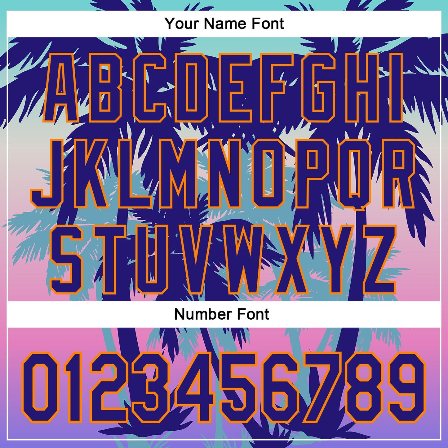 Custom Dark Purple Bay Orange 3D Pattern Design Rave Psychedelic Tropical Palm Tree Authentic Baseball Jersey