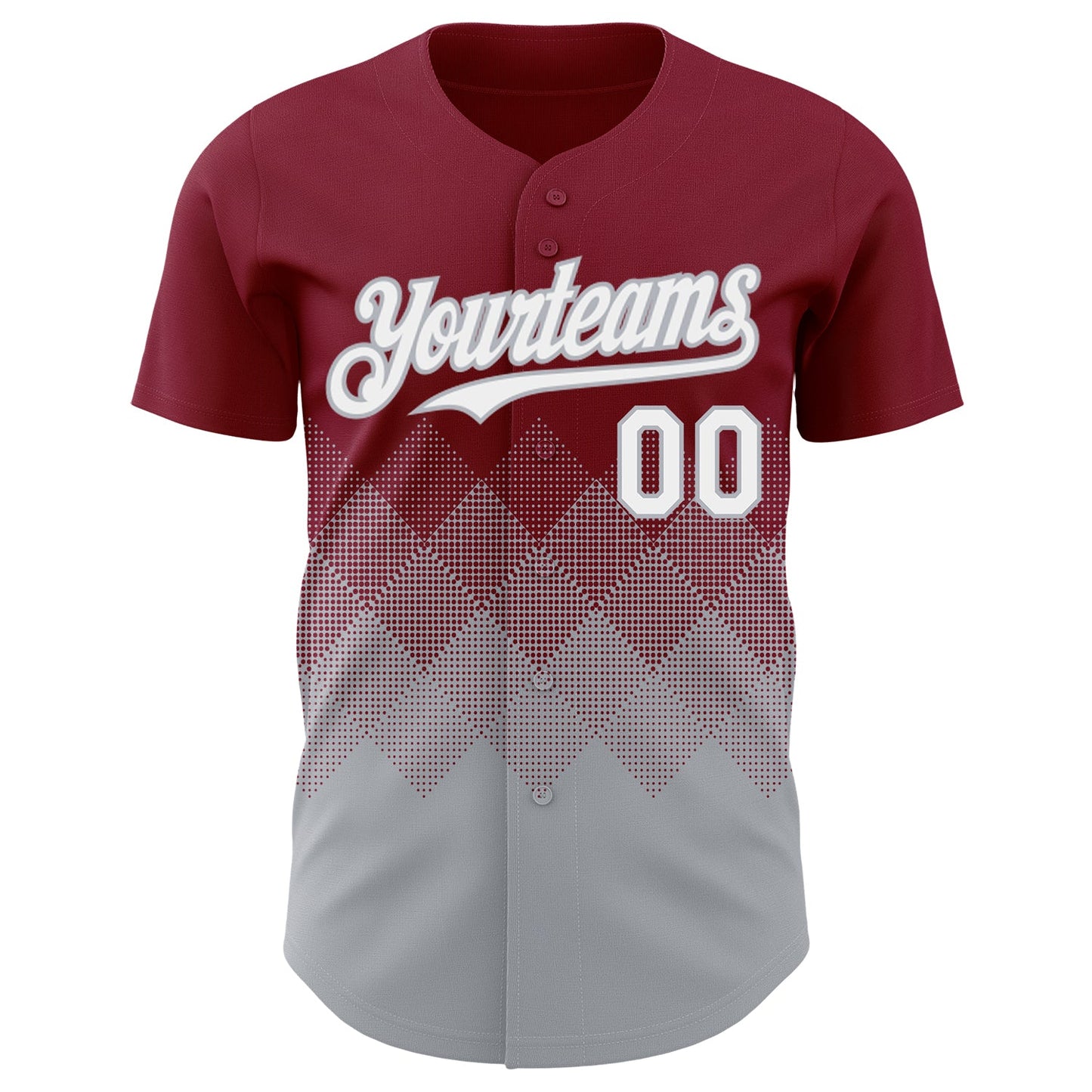 Custom Crimson White-Gray 3D Gradient Square Shape Authentic Baseball Jersey