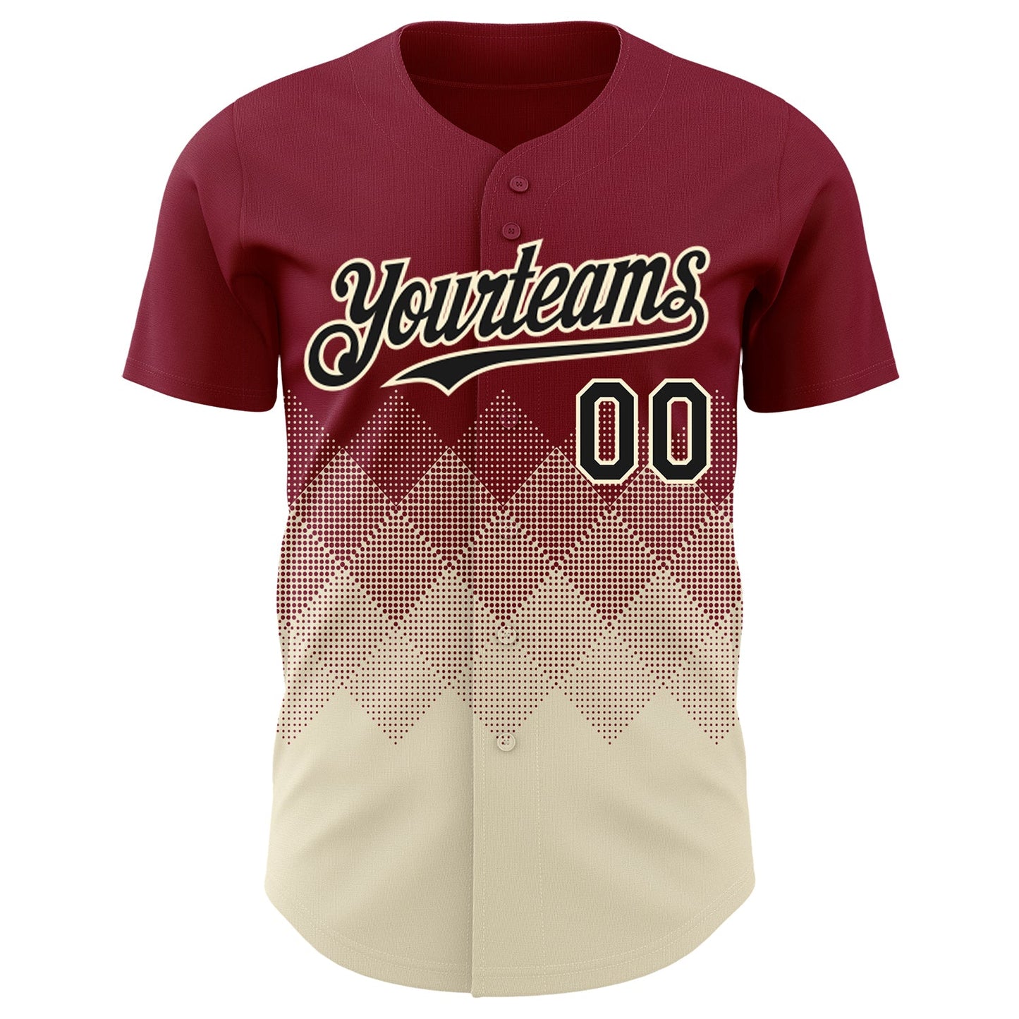 Custom Crimson Black-Cream 3D Gradient Square Shape Authentic Baseball Jersey