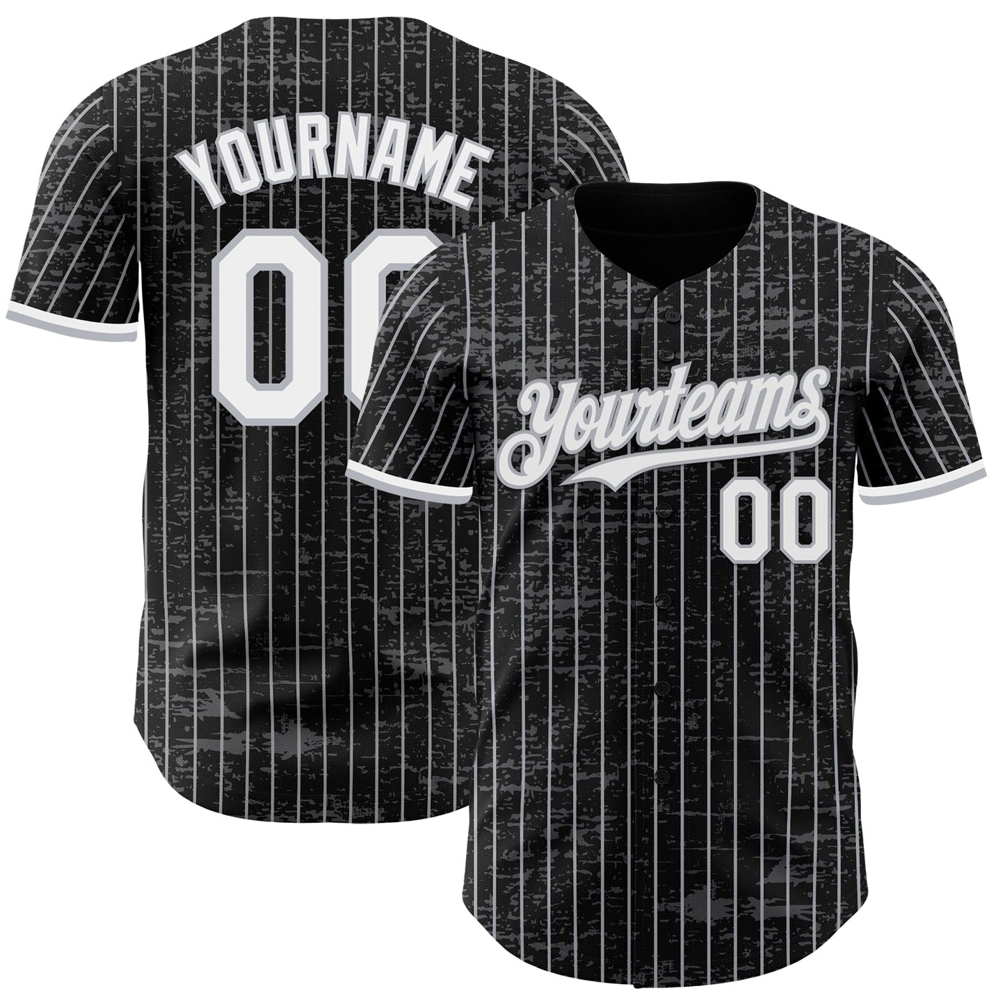Custom Black Gray Pinstripe White 3D Pattern Design Fragment Art Authentic Baseball Jersey