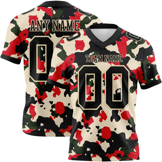 Custom Camo Black-Cream 3D Pattern Salute To Service Authentic Football Jersey
