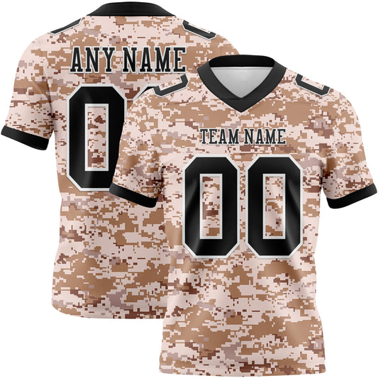 Custom Camo Black-White 3D Pattern Salute To Service Authentic Football Jersey