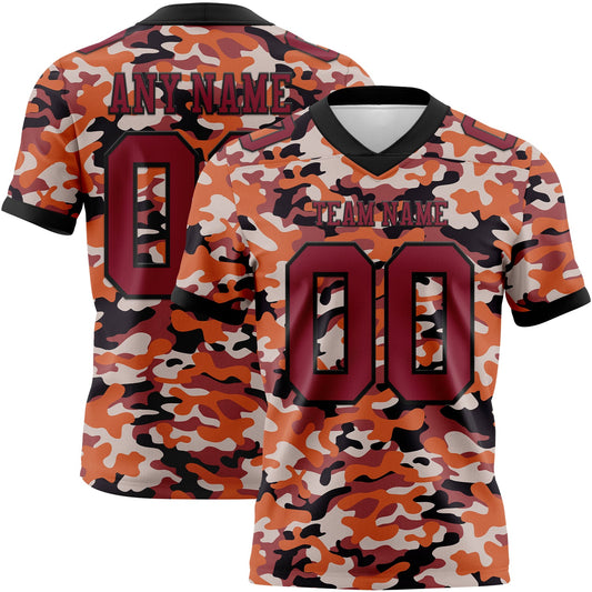 Custom Camo Crimson-Black 3D Pattern Salute To Service Authentic Football Jersey