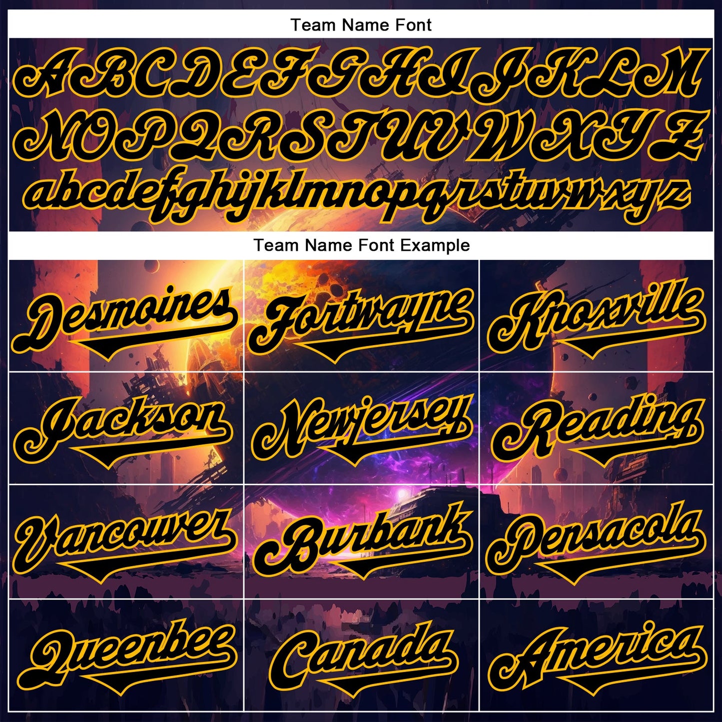 Custom Black Gold 3D Pattern Design Outer Space Solar Authentic Baseball Jersey