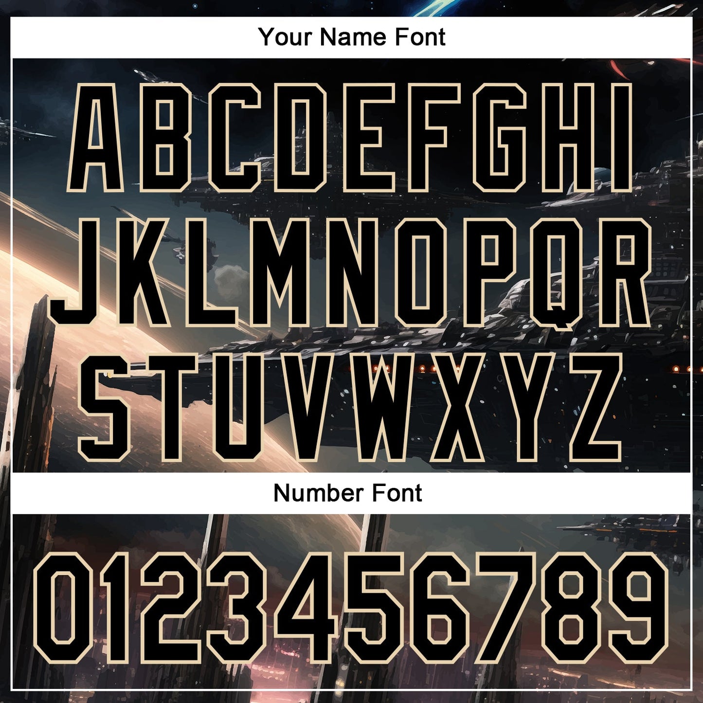 Custom Black City Cream 3D Pattern Design Outer Space Starships Authentic Baseball Jersey