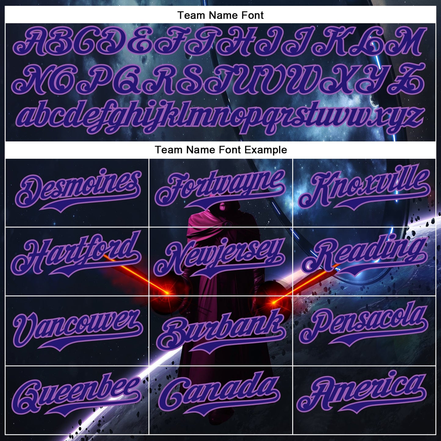 Custom Black Dark Purple-Medium Purple 3D Pattern Design Outer Space Light Swords Authentic Baseball Jersey