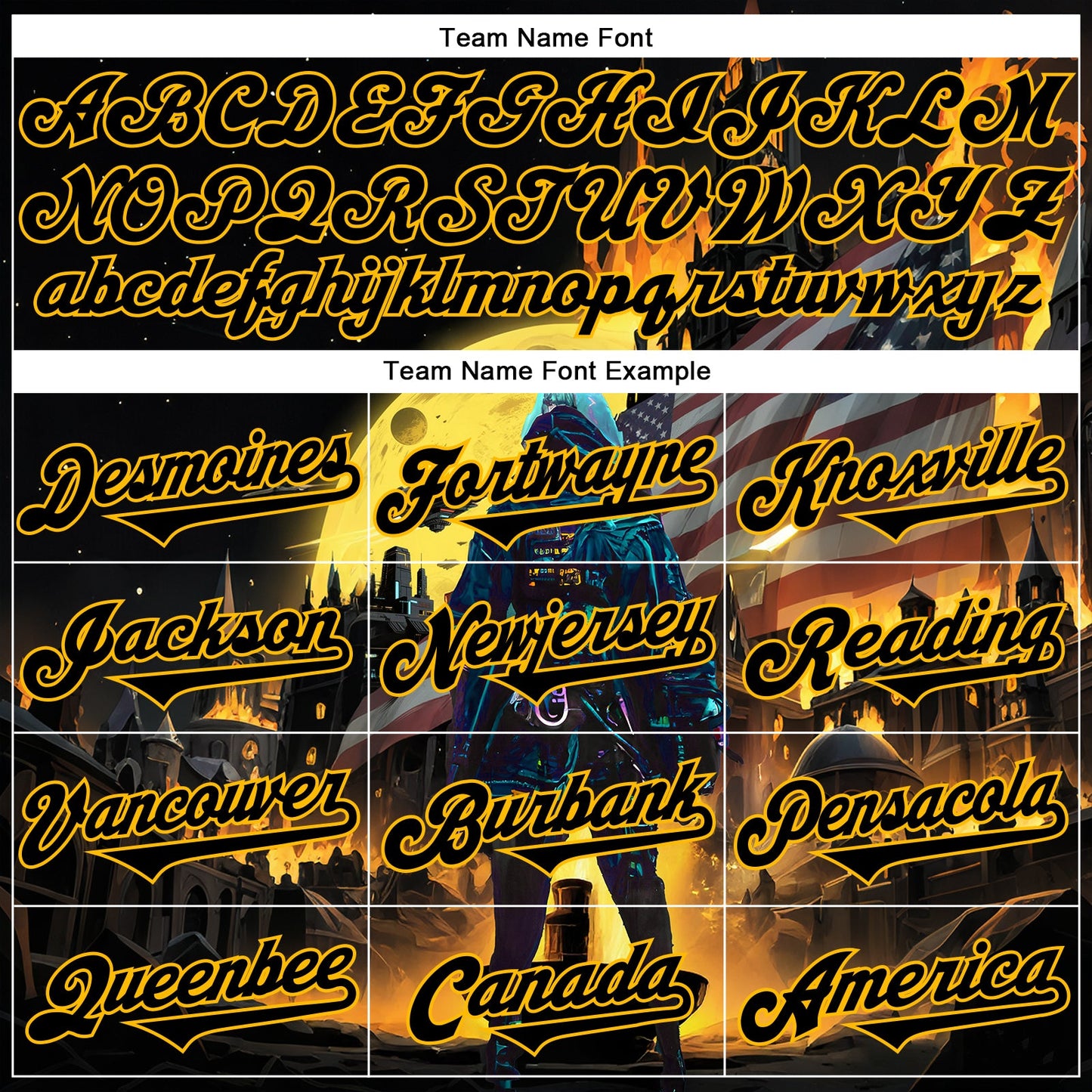 Custom Black Gold 3D Pattern Design Outer Space Starships American Flag Authentic Baseball Jersey