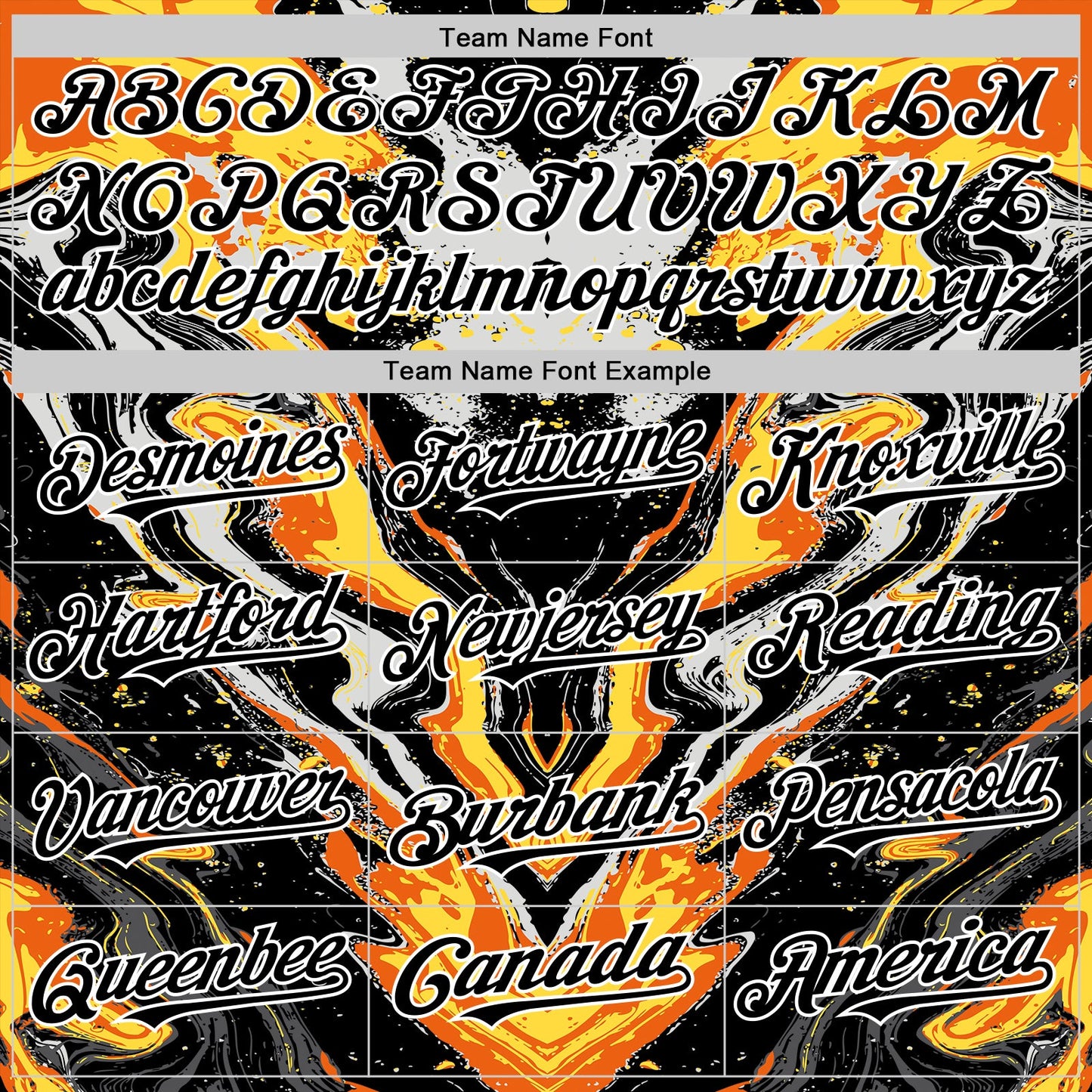 Custom Black Gray Orange Yellow-White 3D Pattern Design Rave Party Marble Lava Authentic Baseball Jersey