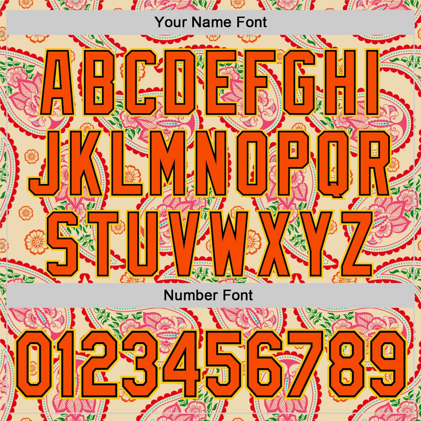 Custom Cream Orange Black-Yellow 3D Pattern Design Rave Party Paisley Bandana Authentic Baseball Jersey