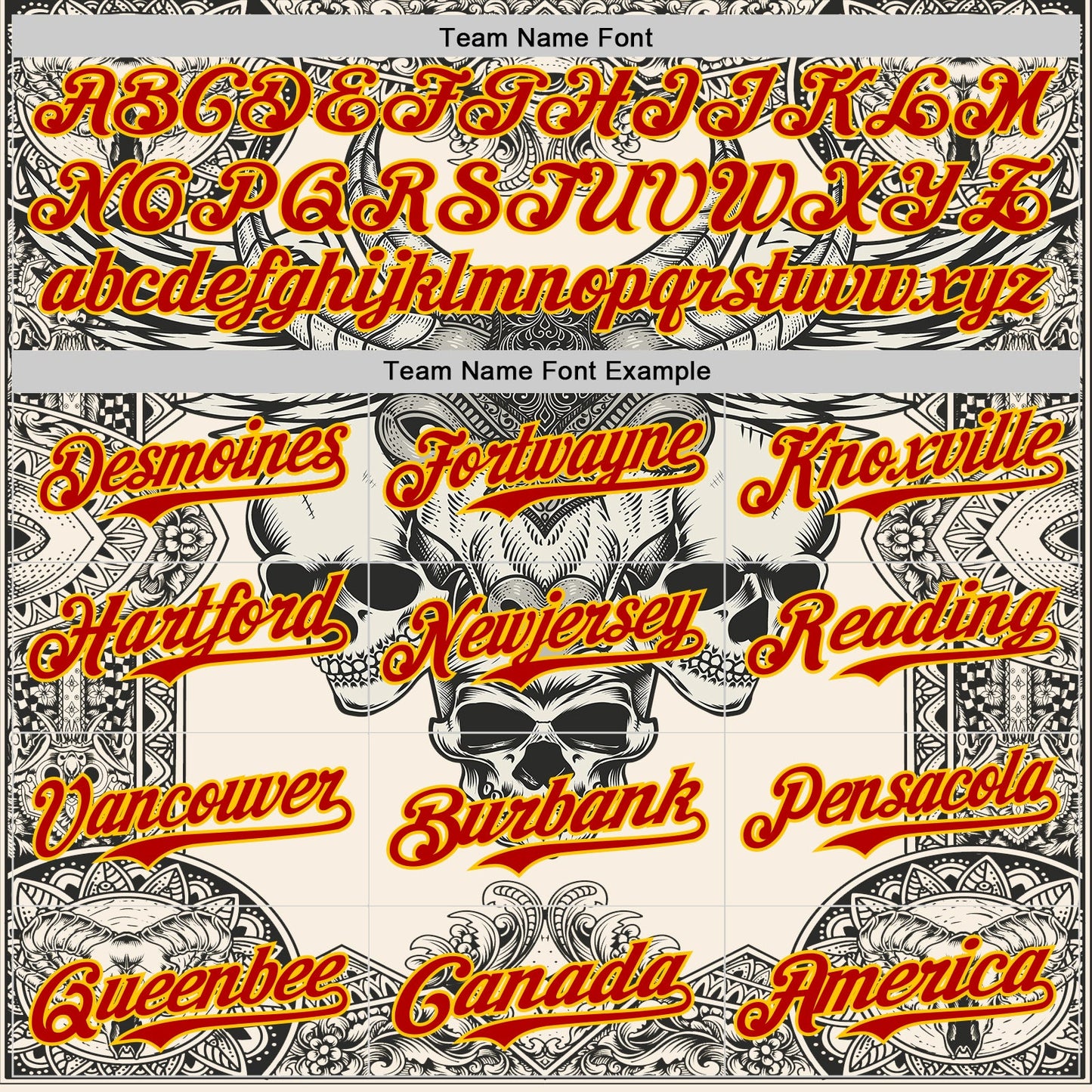 Custom Cream Red-Yellow 3D Pattern Design Burner Costumes Hell Skull Authentic Baseball Jersey