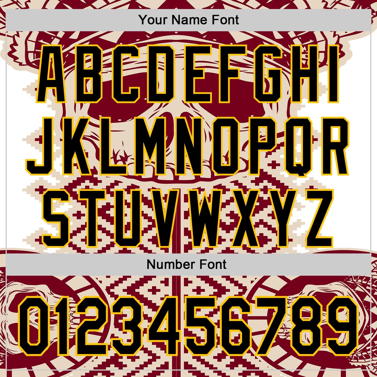 Custom Cream Black Red-Yellow 3D Pattern Design Burner Costumes Tribal Skull Authentic Baseball Jersey