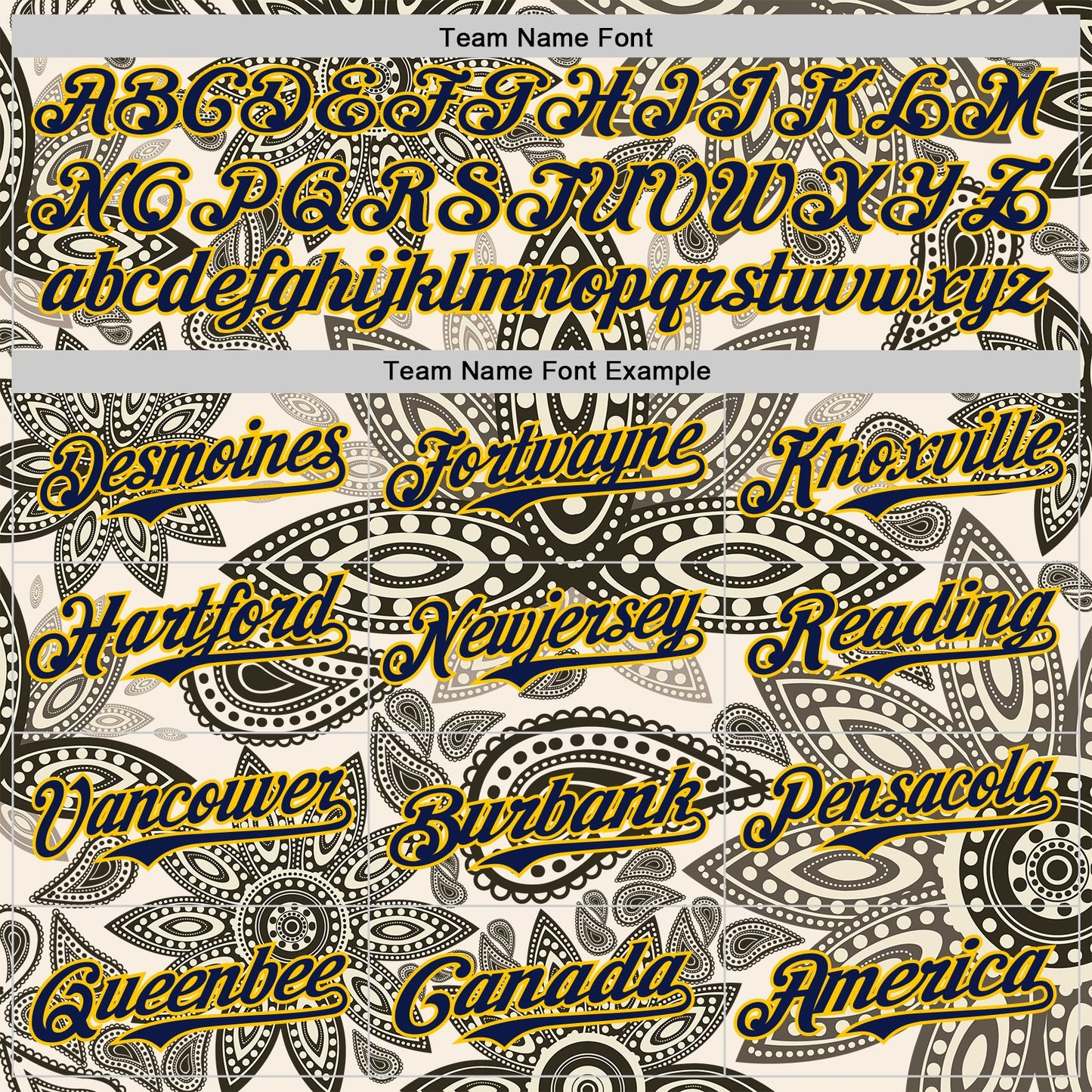 Custom Cream Navy-Yellow 3D Pattern Design Burner Costumes Paisley Bandana Authentic Baseball Jersey