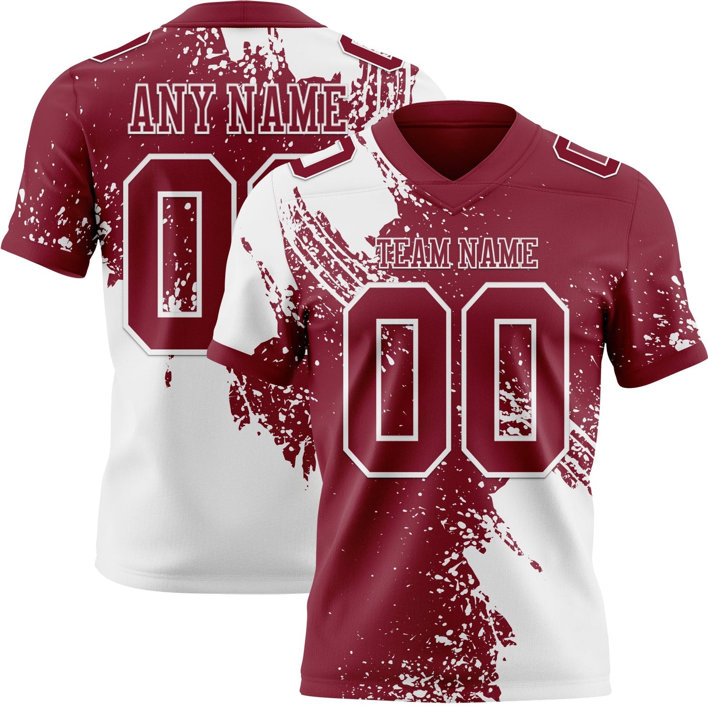 Custom Crimson White 3D Pattern Abstract Brush Stroke Authentic Football Jersey