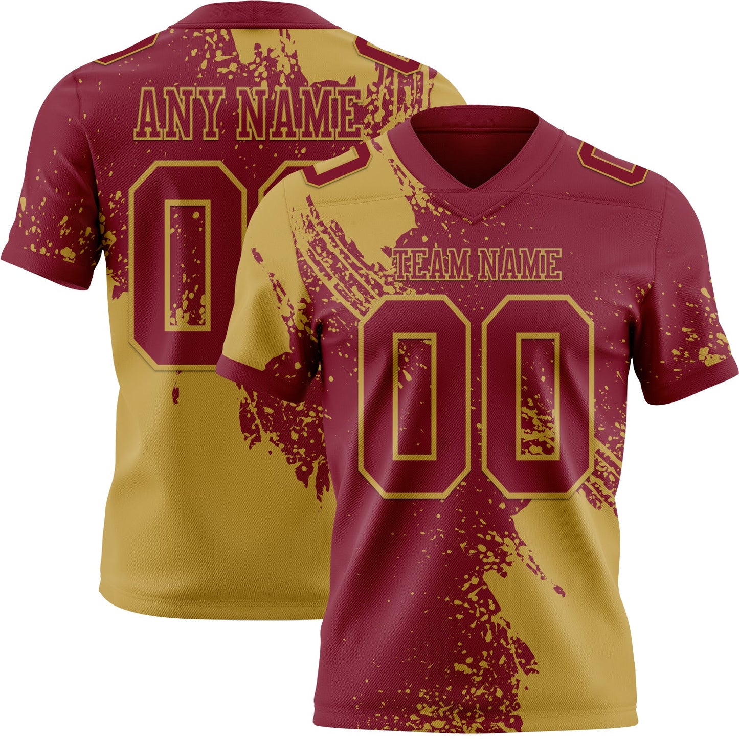 Custom Crimson Old Gold 3D Pattern Abstract Brush Stroke Authentic Football Jersey