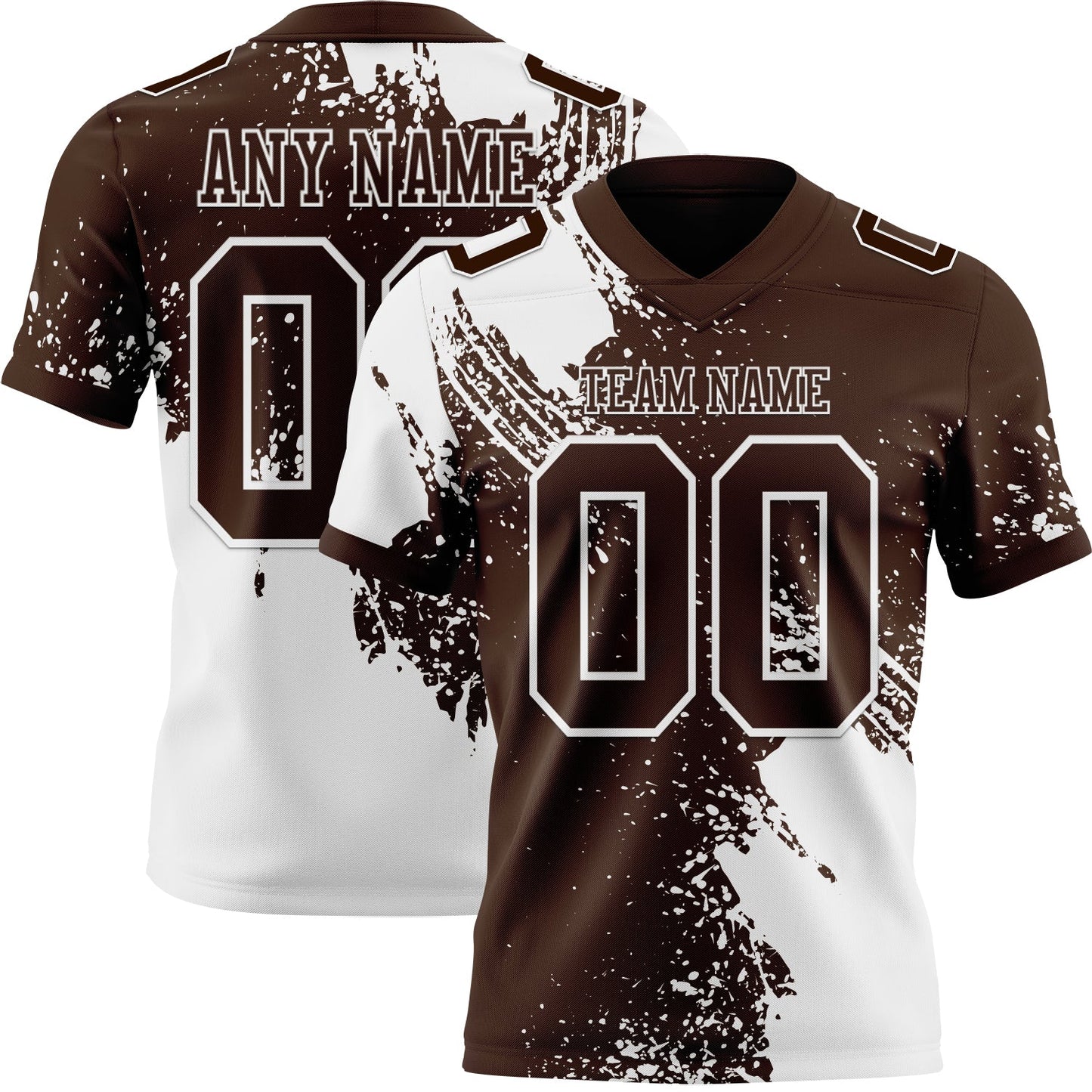 Custom Brown White 3D Pattern Abstract Brush Stroke Authentic Football Jersey