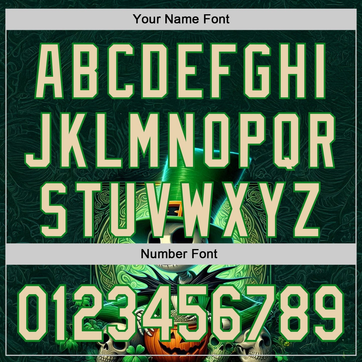 Custom Black City Cream-Grass Green 3D Halloween Spooky Pumpkin Authentic Baseball Jersey