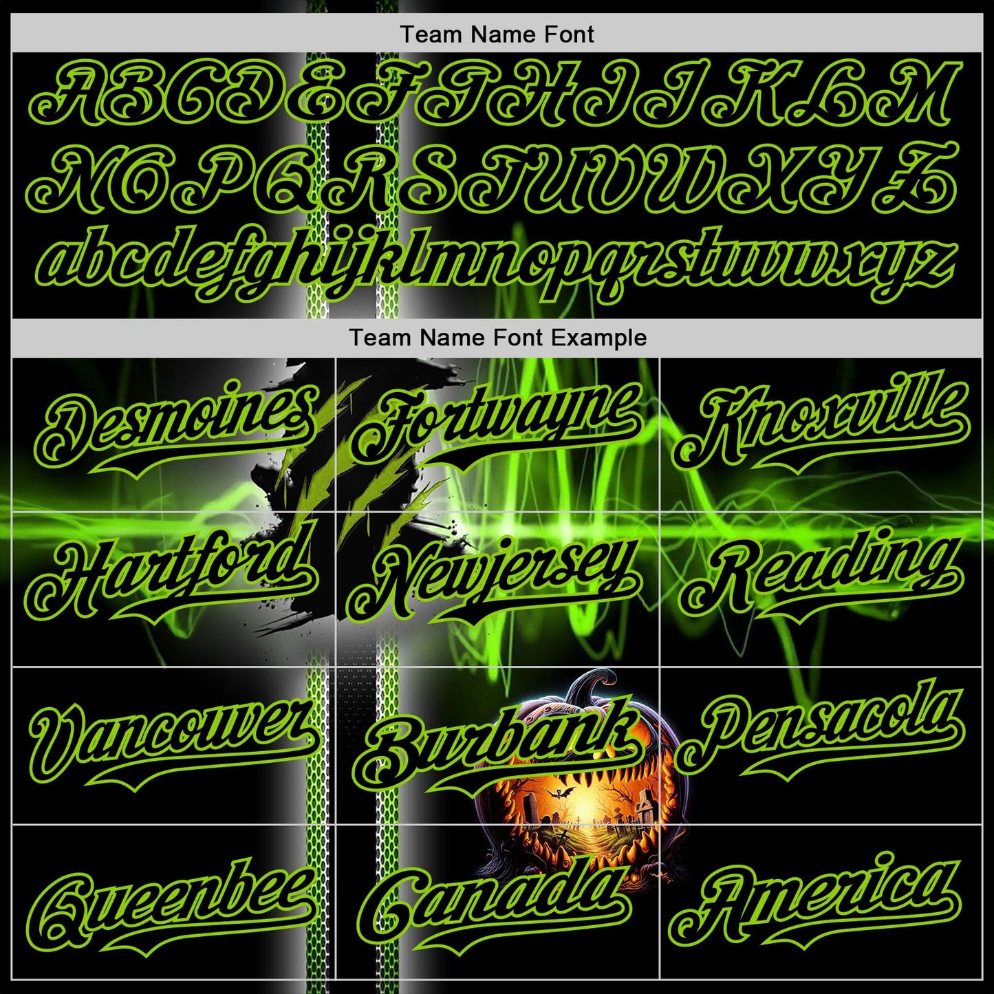 Custom Black Neon Green 3D Halloween Spooky Pumpkin Scratch Authentic Baseball Jersey