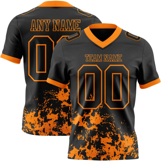 Custom Black Bay Orange 3D Pattern Splash Authentic Football Jersey