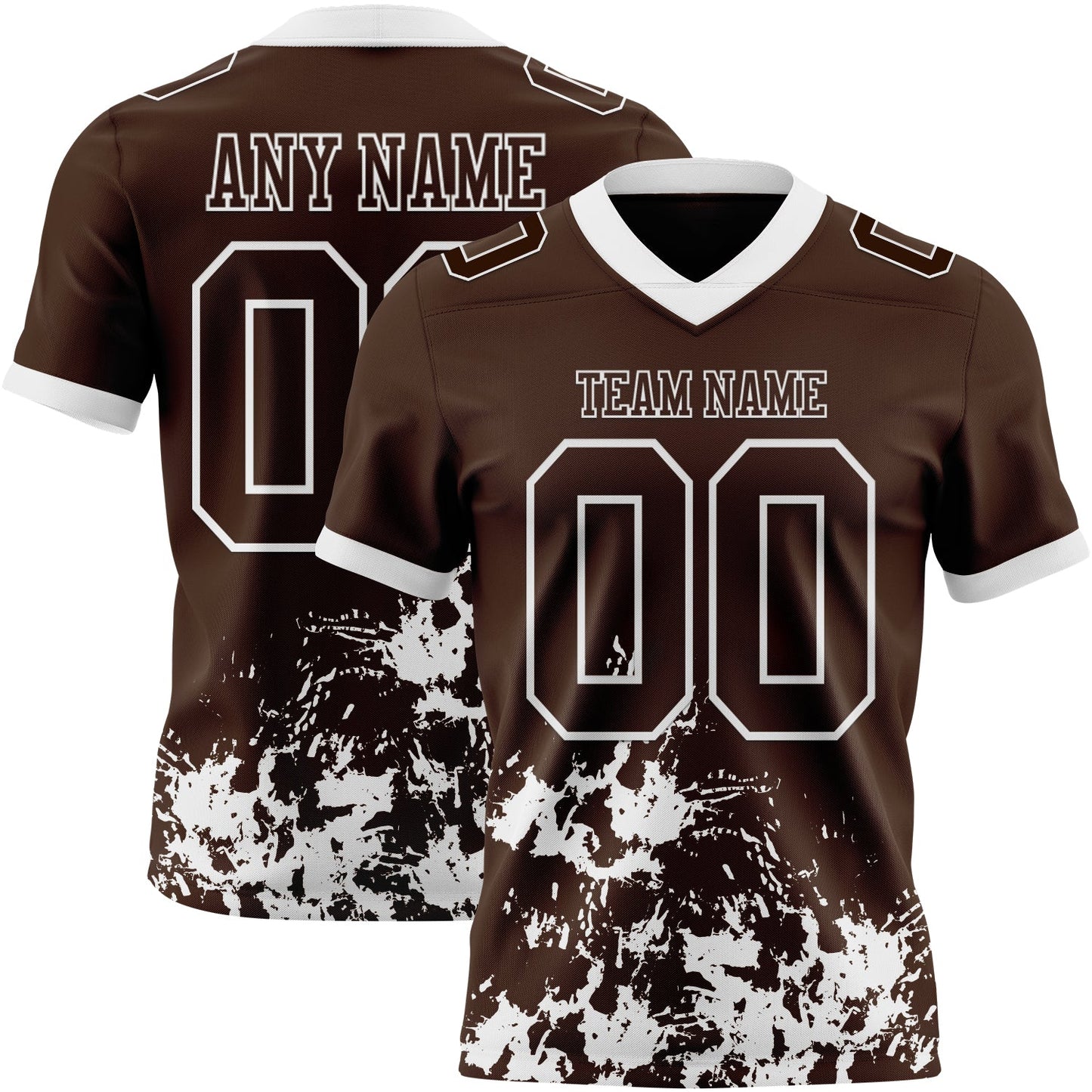 Custom Brown White 3D Pattern Splash Authentic Football Jersey
