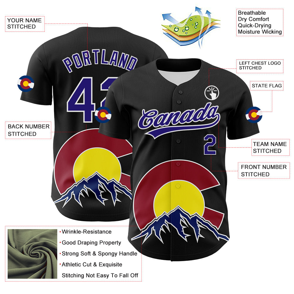 Custom Black Dark Purple Red Yellow Blue-White 3D Urban City Edition Sports Authentic Baseball Jersey