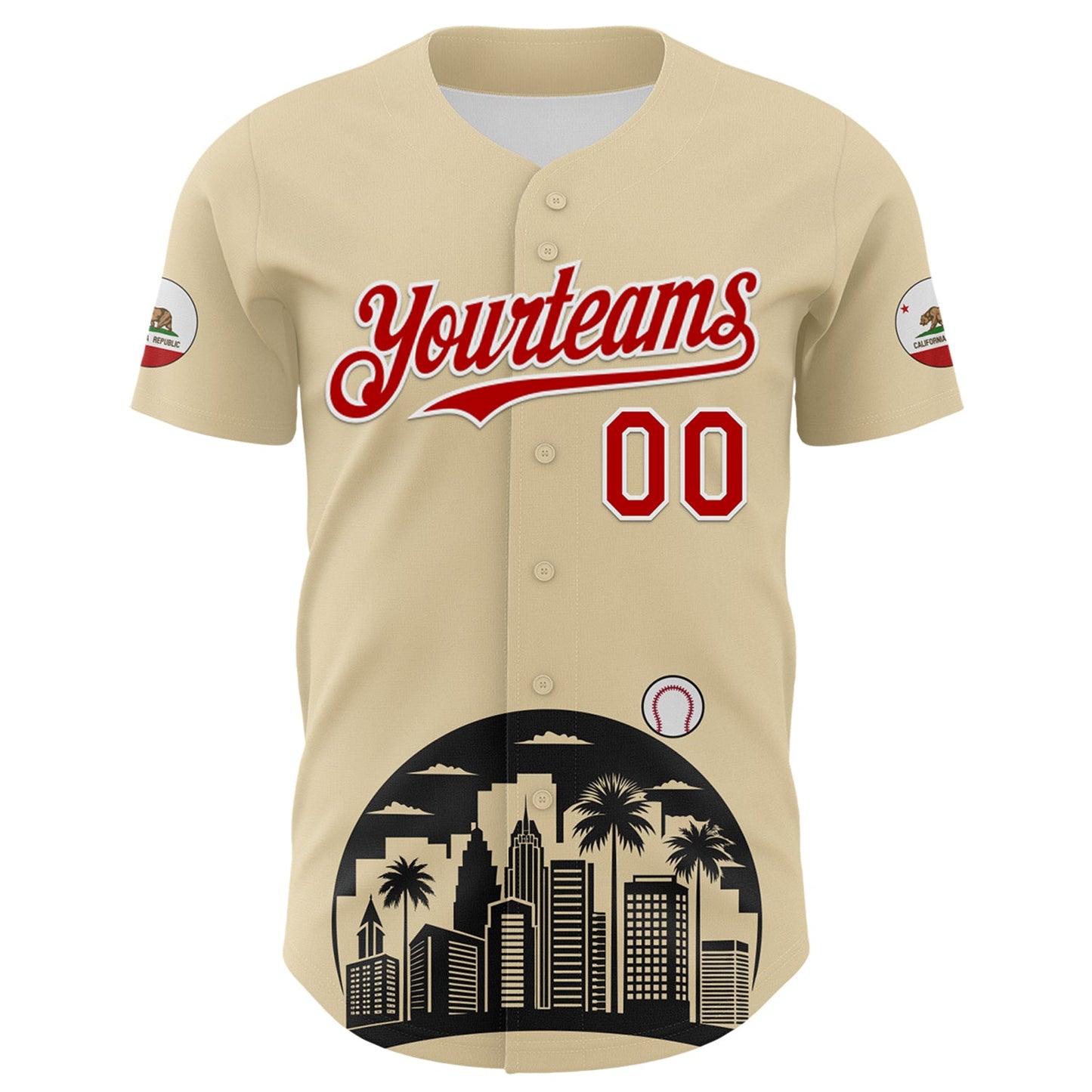 Custom Cream Red Black-White 3D Urban City Edition Sports Authentic Baseball Jersey