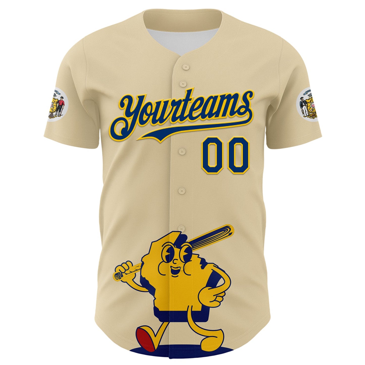 Custom Cream US Navy Blue Yellow-Red 3D Urban City Edition Sports Authentic Baseball Jersey