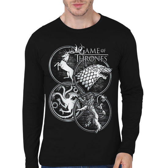 Game Of Thrones 4 Houses Black Full Sleeve T-Shirt