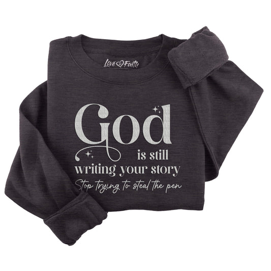 Embroidered God is Still Writing Sweatshirt - 5