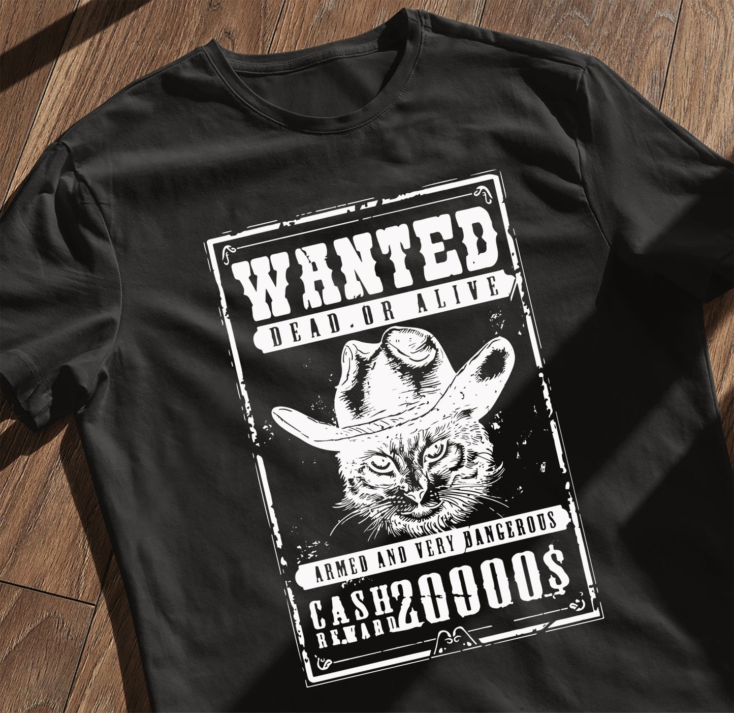 Wanted Cat Poster T-shirt
