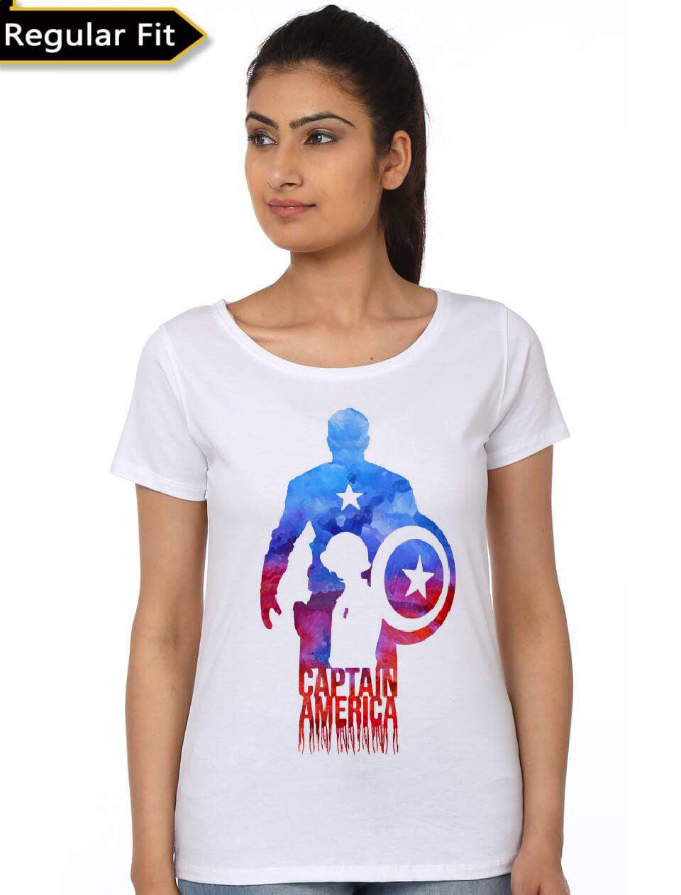 Captain America Womenâ€™s White T-Shirt