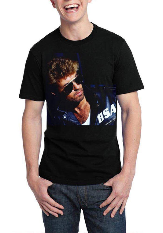 George Michael Half Sleeve Black T-Shirt Style001
