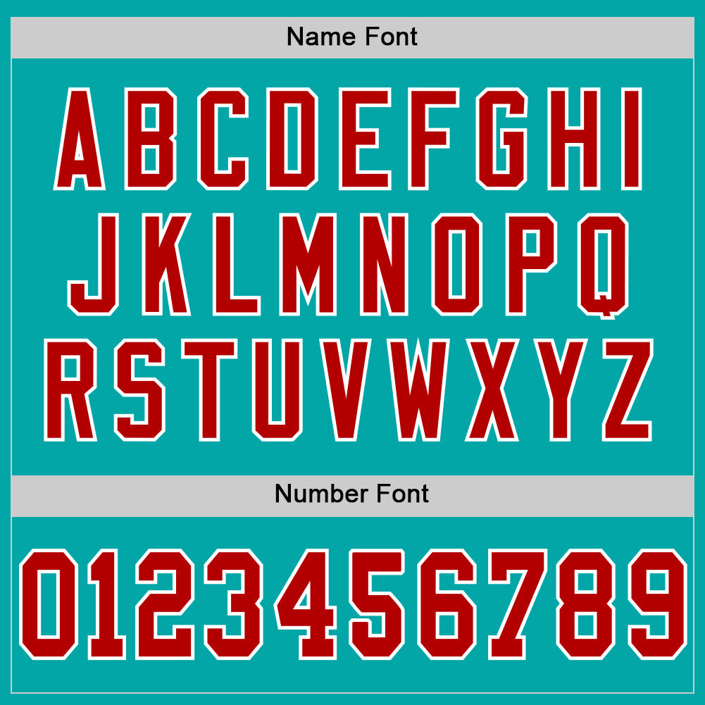 Custom Aqua Red-White Mesh Authentic Throwback Football Jersey