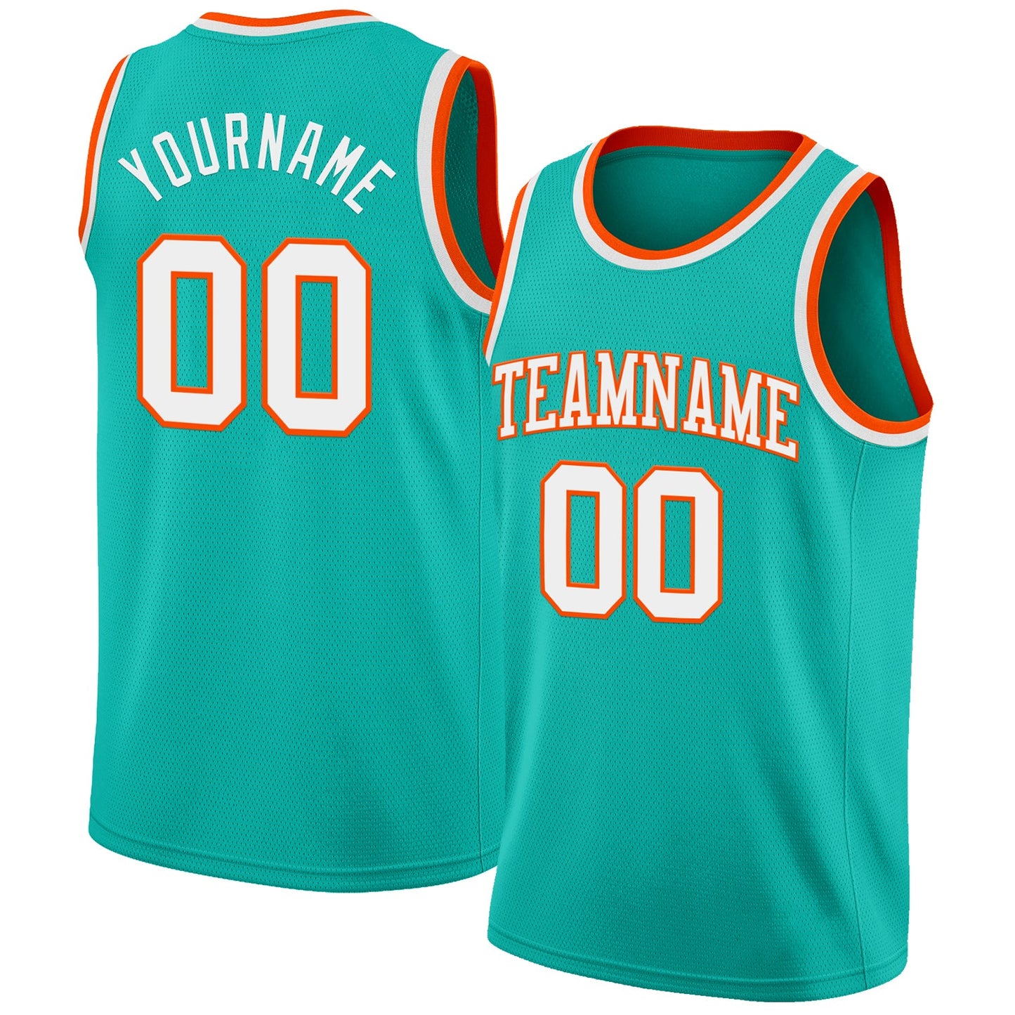Custom Aqua White-Orange Authentic Basketball Jersey