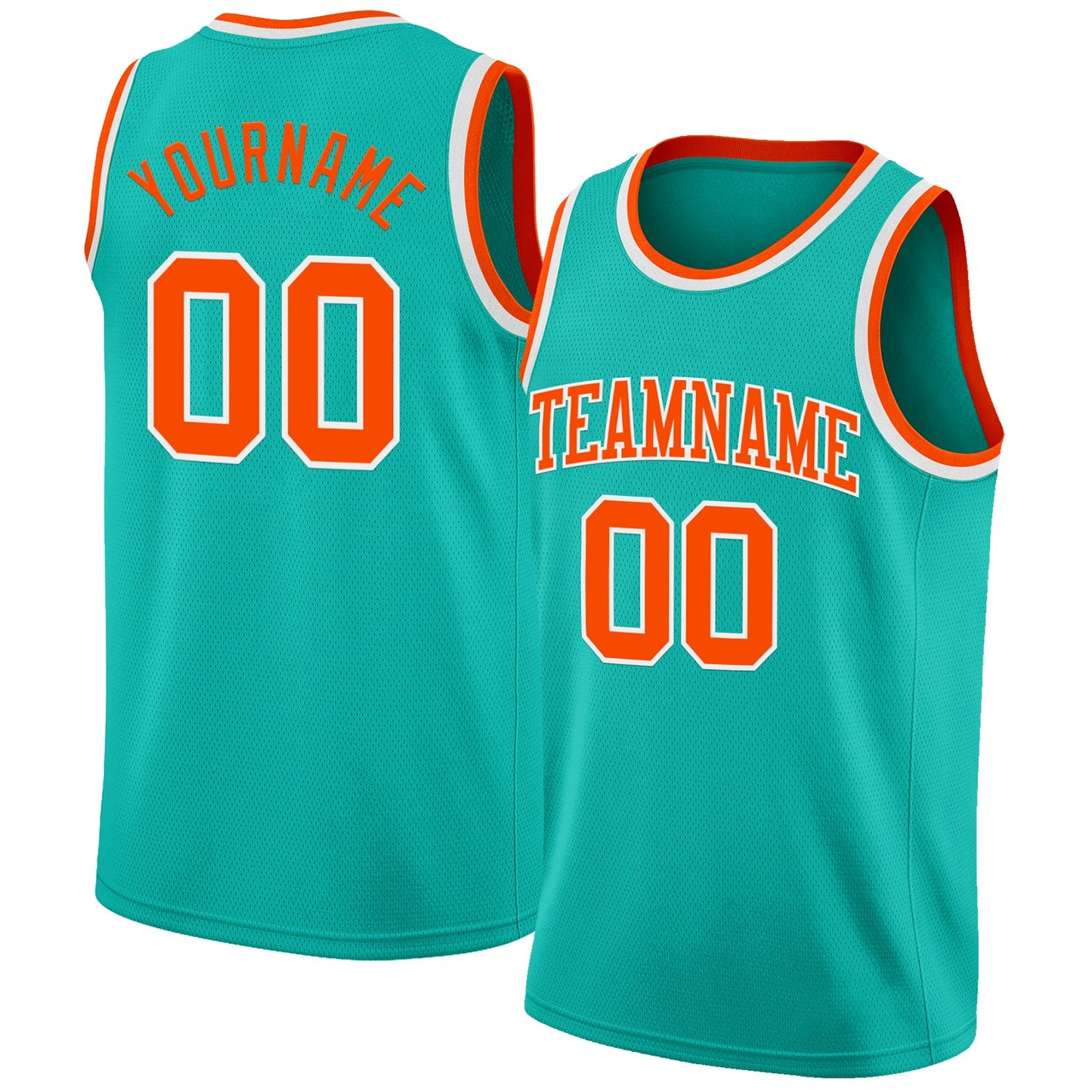 Custom Aqua Orange-White Authentic Basketball Jersey