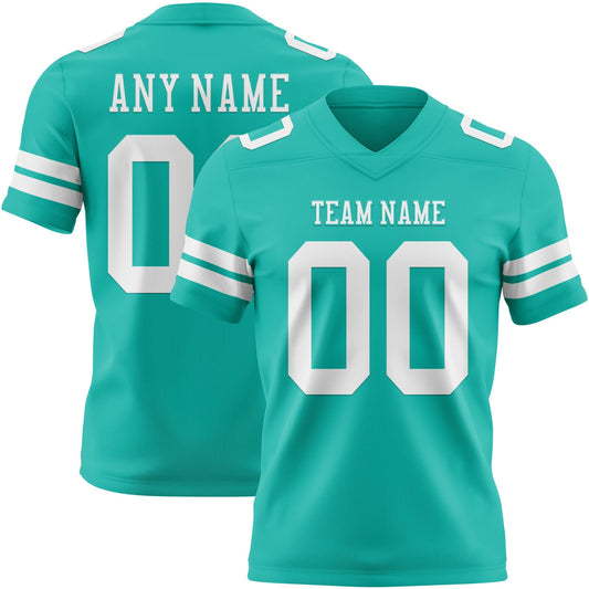 Custom Aqua White Authentic Football Jersey