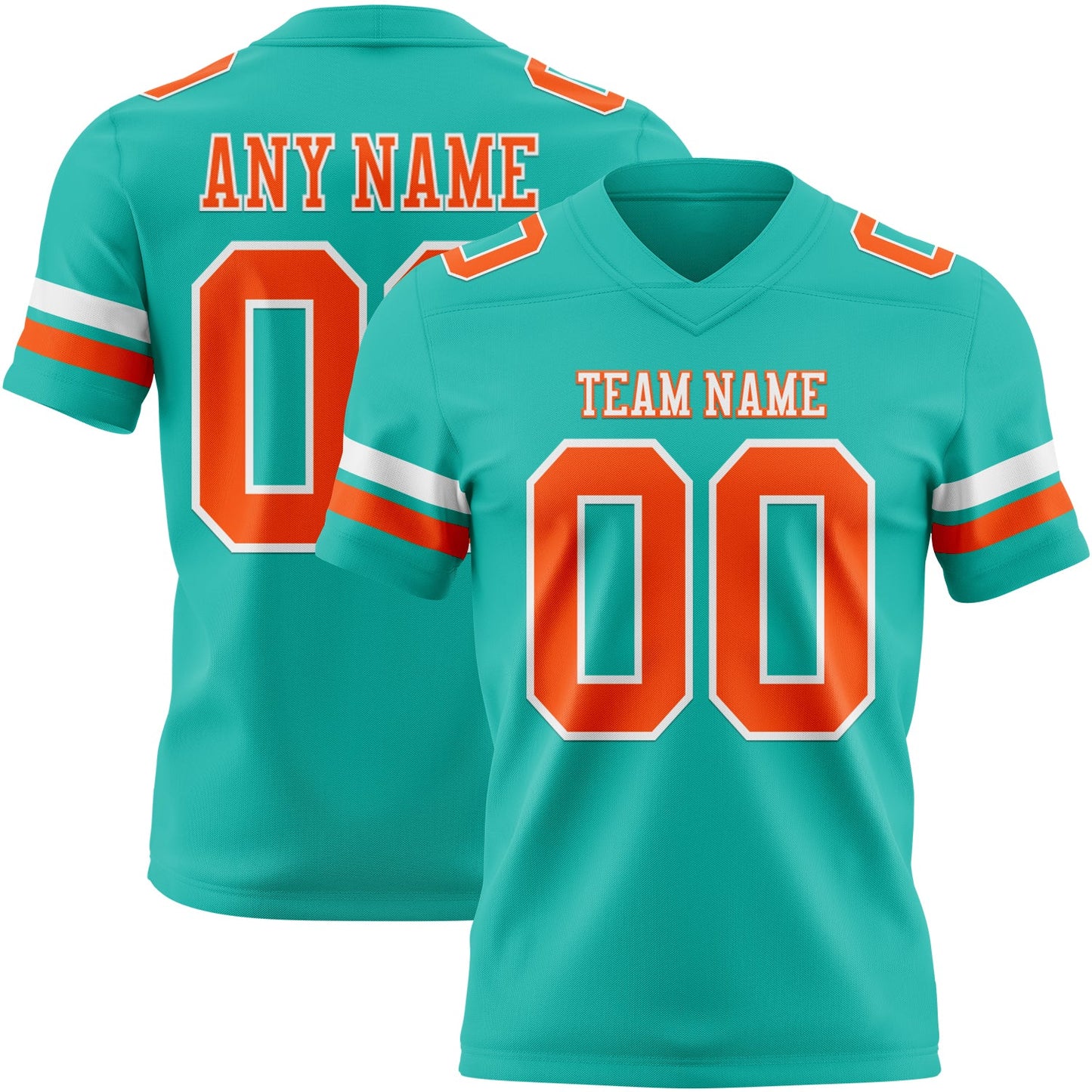 Custom Aqua Orange-White Authentic Football Jersey