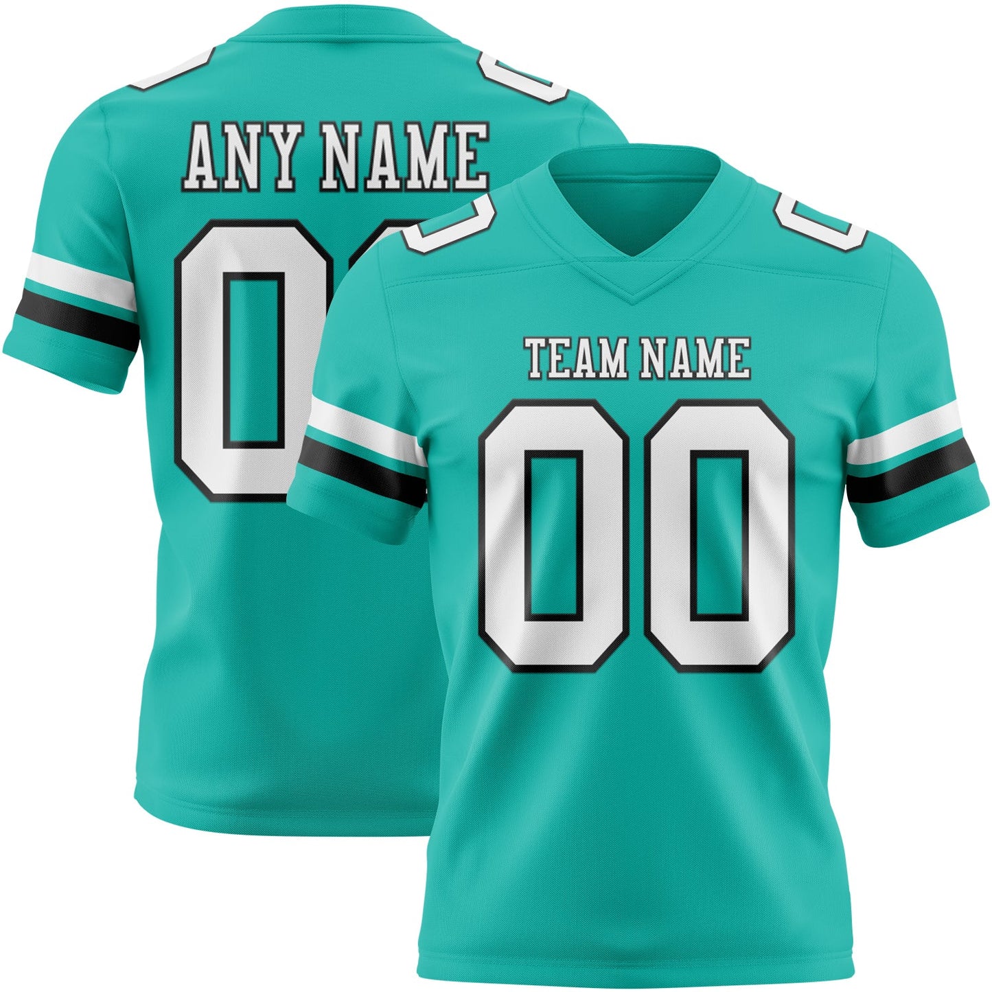 Custom Aqua White-Black Authentic Football Jersey