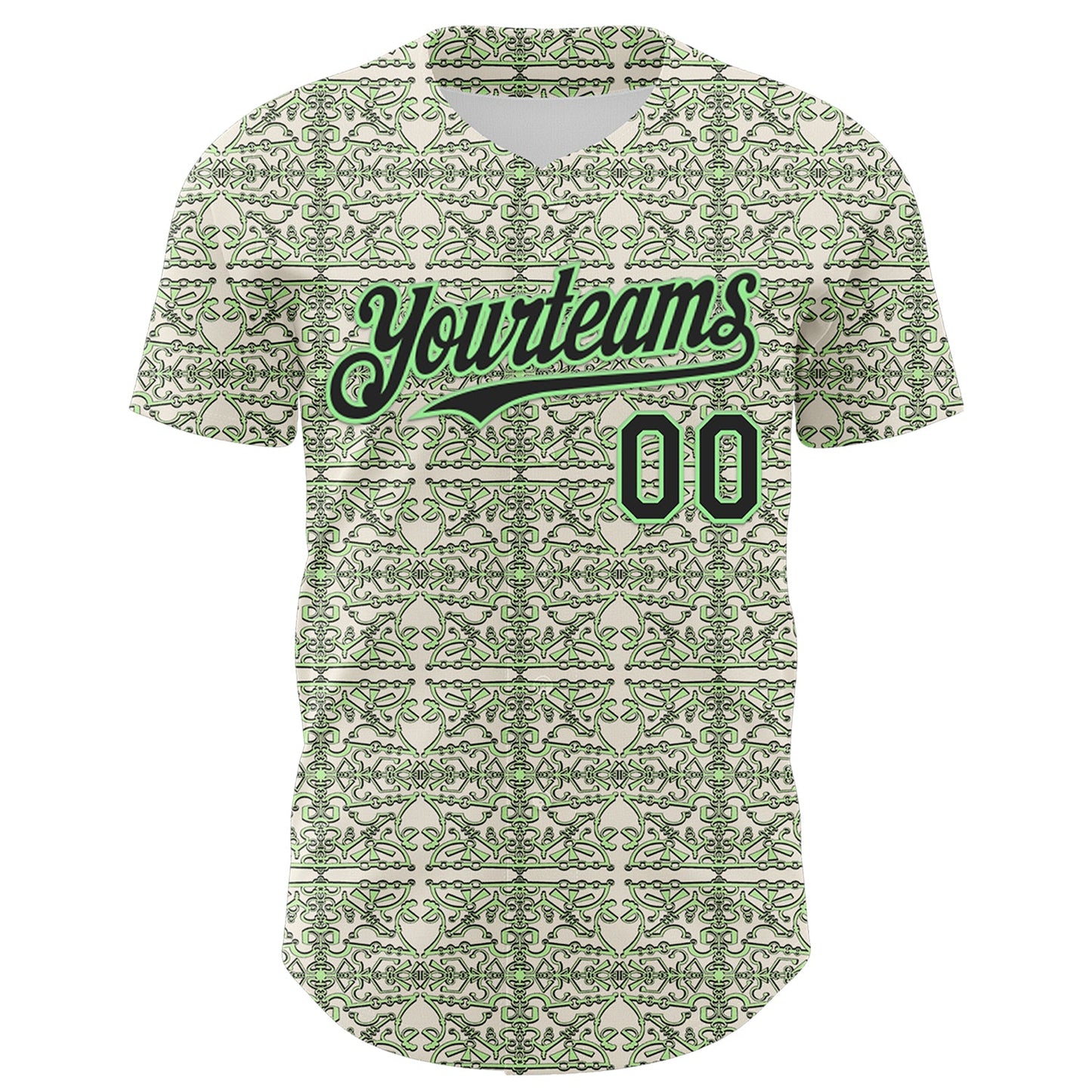 Custom Cream Black-Pea Green 3D KYLMAX HUBTUHAN Authentic Baseball Jersey